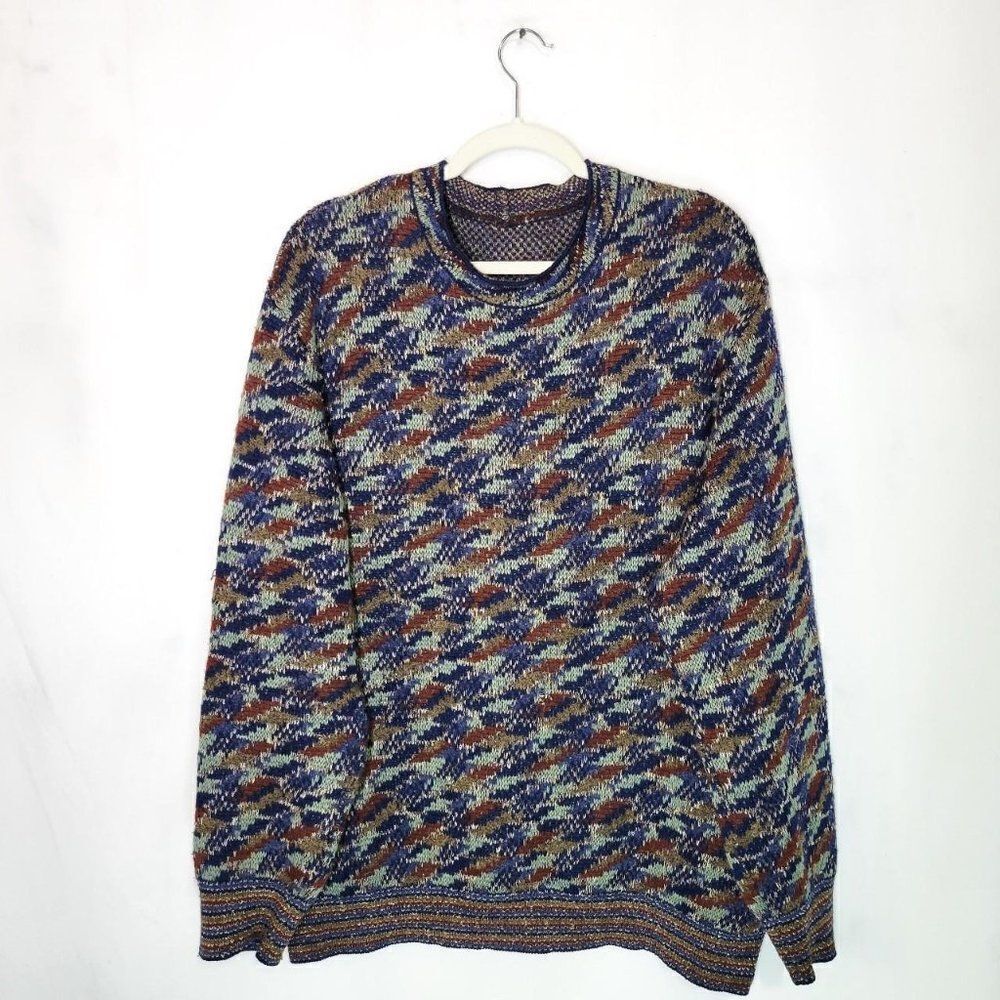 Missoni Sport Abstract Print Wool Blend Grandpa Crewneck Sweater